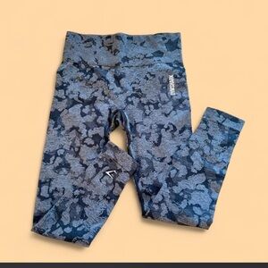 Gymshark Kids Navy and Heather Blue Camo Leggings